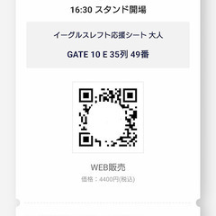 6/13 楽天イーグルス VS 阪神戦チケット（外野レフト応援席...