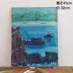 油絵 ステンレス額入りの画像