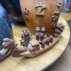 リサイクルショップどりーむ天保山店　No2622 船　置物　木製　こんぴらの画像