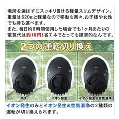 空気清浄機　（※マイナスイオン発生機能付き）　中古の画像