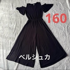 160 女の子　肩出し　Bershka ブラックオーバーオール ...