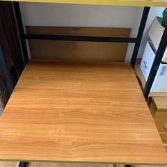 お届け 値引相談!　アイアン木目PCデスク  ラックの画像