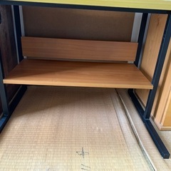 お届け 値引相談!　アイアン木目PCデスク  ラックの画像