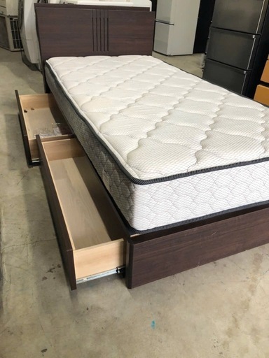 福岡市内配送無料 シングルベッド マットレス付き 引き出しタイプ