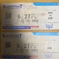 バンテリンドームドラゴンズ外野応援席ペアチケット広島戦