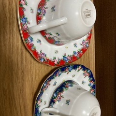 KENZO花柄ティーカップとソーサーペアセット2個セットコーヒー...