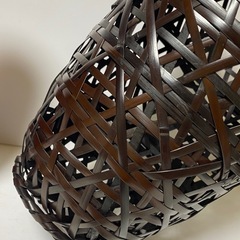竹籠花入 名工竹泉作 高さ37cm 美品の画像