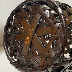 竹籠花入 名工竹泉作 高さ37cm 美品の画像