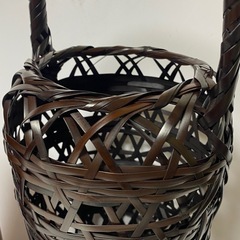 竹籠花入 名工竹泉作 高さ37cm 美品の画像