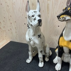 2個セット  配送可能  希少！　大きさ89cm！！　ドーベルマン グレートデンドマン 陶器 置物の画像