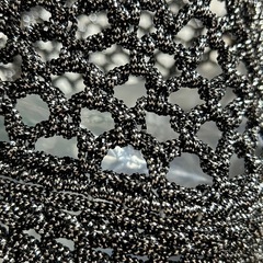 丸輪 網バッグ 黒銀ラメの画像