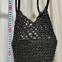 丸輪 網バッグ 黒銀ラメの画像