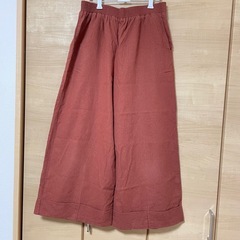 メルロー　ワイドパンツ　ウエストゴム　Ｌぐらい　赤茶色　