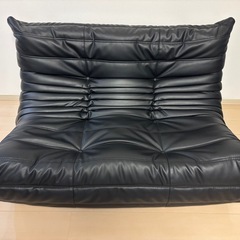 リーン・ロゼ トーゴ ソファ ブラックレザー 2P