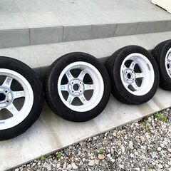 （決定）手渡しのみ　タイヤホイールセット　14インチ　TE37タイプ　J-TEKT SPORTS　155/65/14の画像