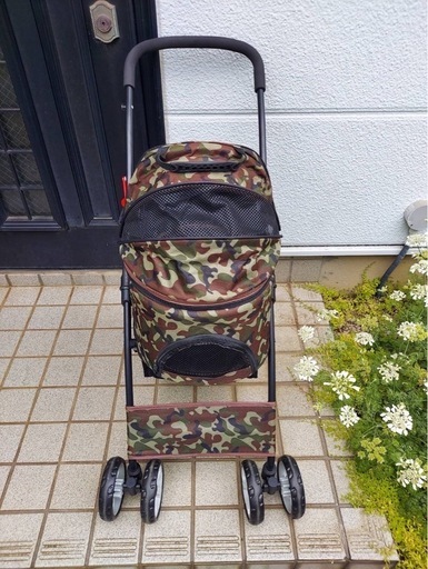 迷彩ペットカート(本体バスケット取り外し式)