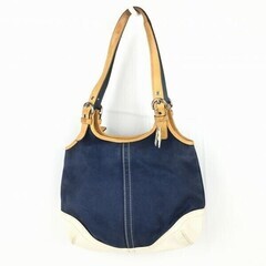 COACH/コーチ　ハンドバッグ　肩掛け　ショルダー　ネイビー×...