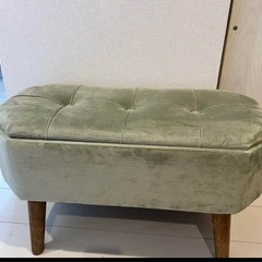 サリュ　グレージュ　ベルベット収納スツール