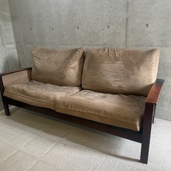 【急募】ハイバックソファ木製北欧ヴィンテージカリモクベージュファ...