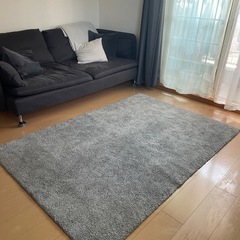 STOENSE Rug, low pile,medium grey, 133x195 cmの画像