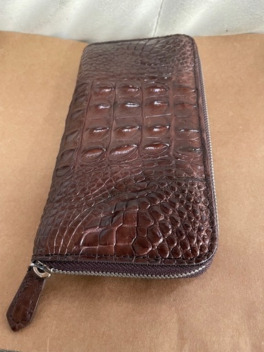 マホガニー【実物撮影】新品 ホーンバック クロコダイル メンズ 長財布