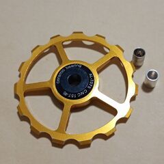 アルミ製セラミックベアリングビックプーリー ほぼ新品　15T ゴールド