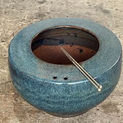 大型 火鉢 手炙り 植木鉢 メダカ鉢 金魚鉢 水鉢 陶器鉢 古民具 