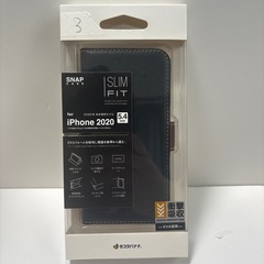 ③iPhone12mini用　手帳型ケース　ブラック×ダークブラウン