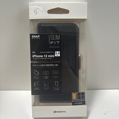 ⑤iPhone12mini用　手帳型ケース　ブラック×ダークブラウン