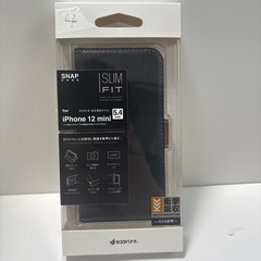 ④iPhone12mini用　手帳型ケース　ブラック×ダークブラウン