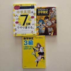 中学英語　中学歴史　数検3級
