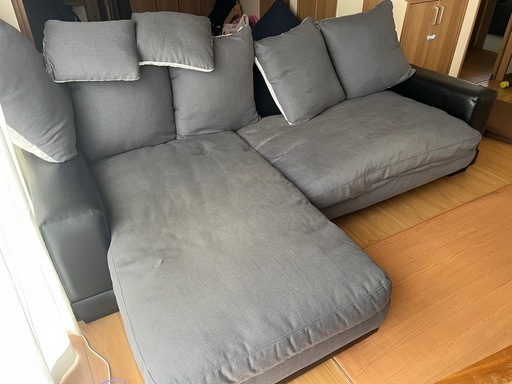 【引取限定】ニトリ 3人用布張りソファキングダム 3KD