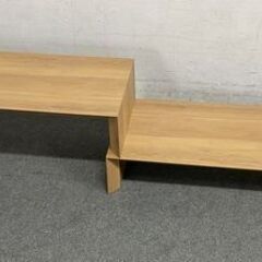 伸長式ローボード 幅1200～2280 ナチュラル リビング インテリア コーナーラック オープン ディスプレイ 中古家具 店頭引取歓迎 R9676の画像