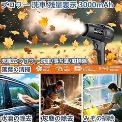 【新品未使用】ブロワー 洗車 PSE認定2個 残量表示 3000mAh大容量バッテリーの画像