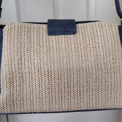 美品 オペークドットクリップ ショルダーバッグ ベージュ ネイビーの画像