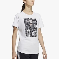 adidas 半袖機能Tシャツ Mサイズ 白 フラワープリントの画像