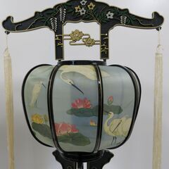 京仏灯 八坂灯 2号黒 2個1対 鶴柄 提灯 盆灯 回転灯 の画像