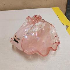 0613-292 ガラスのバスケット　ピンク