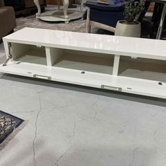C13★家具ファクトリー★TVボード テレビ台 AVボード 前面扉 フラップ式 W150cm ホワイト 鏡面仕上げ シンプルの画像