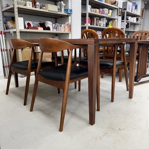 【お買い得‼️】定価121,000円♪ サンコウ 150cm幅4人掛けダイニングテーブルセット ウォールナット材 ダークブラウン♪