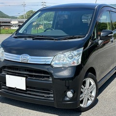 【㊗️ご成約🎊】☆キレイ！速い！安い！平成24年式ムーブカスタム RS インタークーラーターボ車 ブラックマイカメタリック【女性ワンオーナー☆内外装美車！】純正エアロ☆15インチAW☆キーフリー☆ETC☆オートエアコン☆リア５面スモークフィルム☆【車両交換や下取りも応談】の画像