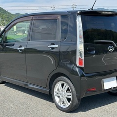 【㊗️ご成約🎊】☆キレイ！速い！安い！平成24年式ムーブカスタム RS インタークーラーターボ車 ブラックマイカメタリック【女性ワンオーナー☆内外装美車！】純正エアロ☆15インチAW☆キーフリー☆ETC☆オートエアコン☆リア５面スモークフィルム☆【車両交換や下取りも応談】の画像