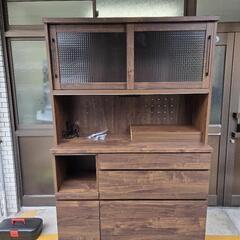 【配送無料】食器棚　木目調 ✨美品✨　　　　　　　7719