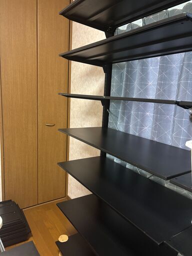 店舗什器 ストアエキスプレス BR50 両面オープン 幅120×高180 ブラック＋薄型スチール棚 W120×D40 7段 自立可 拡張相談 引き取り限定