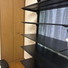店舗什器 ストアエキスプレス BR50 両面オープン 幅120×高180 ブラック＋薄型スチール棚 W120×D40 7段 自立可 拡張相談 引き取り限定の画像