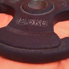【直接引取り限定】ゼビオ■12.5ｋｇ■50ｍｍ■オリンピックプレート■3穴■ラバーグリップ■バーベル■筋トレボディビルxebio■配送不可の画像