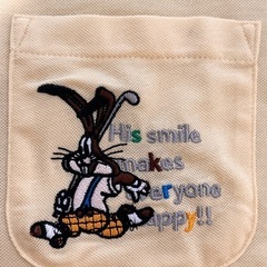 Rocky Rabbit ロッキーラビット ポロシャツ 刺繍イラスト 薄黄色 Lの画像