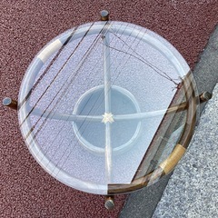 ラタン 頼みこみ 籐 ガラステーブル 丸テーブル サイド 古民家