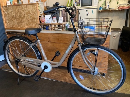 【 LEDオートライト】シングルギア　26インチ自転車　ベージュ