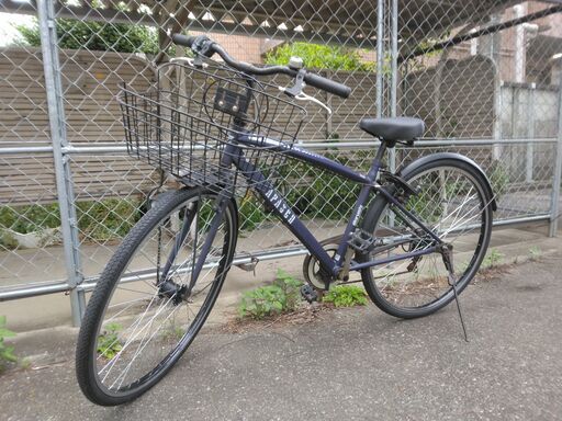 中古自転車3548前後タイヤ新品！27インチ6段ギヤLED